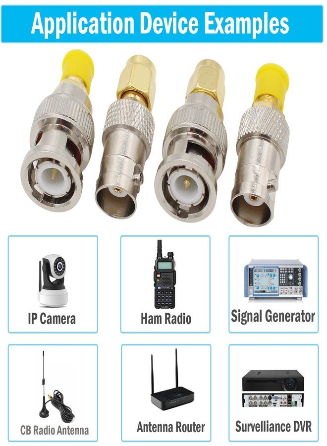 exgoofit SMA to BNC Kits Adapter Male Female 2 Set 8pcs RF Coax Coaxial Connector - Image 4